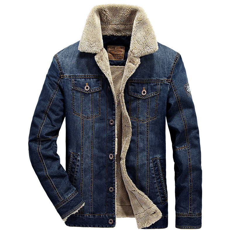 Jeansjacka med Foder och Krage, Mörkblå Denim