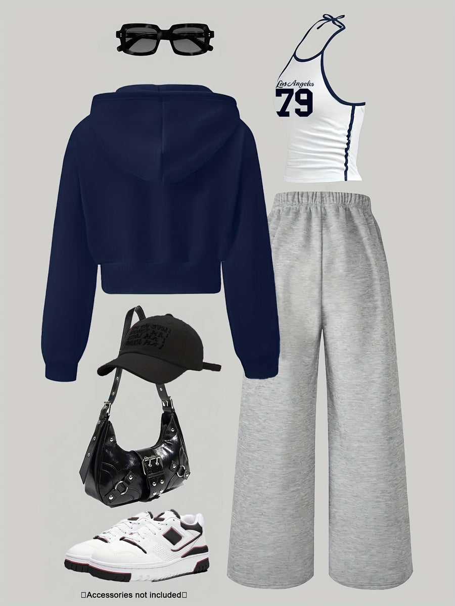 Dam Träningsset med Hoodie, Linne och Byxor, Casual Stil