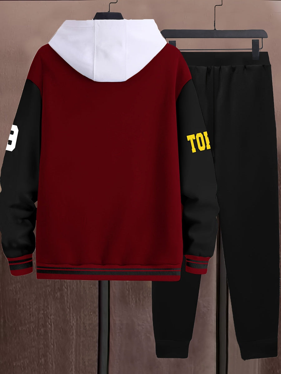 Unisex Baseballjacka & Byxor Set med Tryck Svart Vit