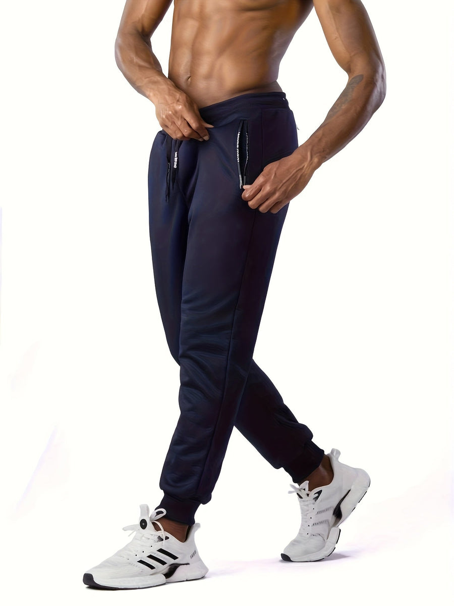 Herr Joggingbyxor Fleecefodrade 3-pack med Dragkedjefickor och Dragsko