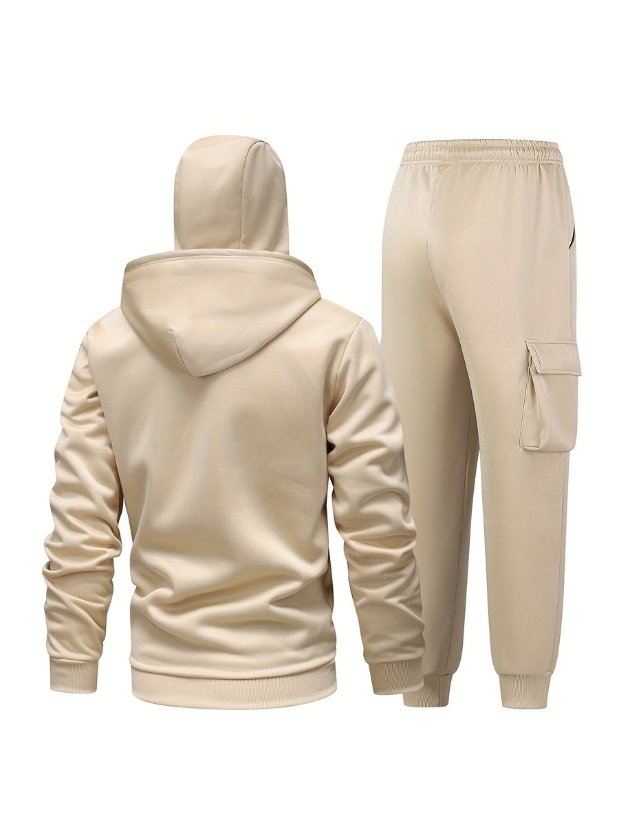 Hoodie och byxor set med spindelmönster, dragkedja och balaclava