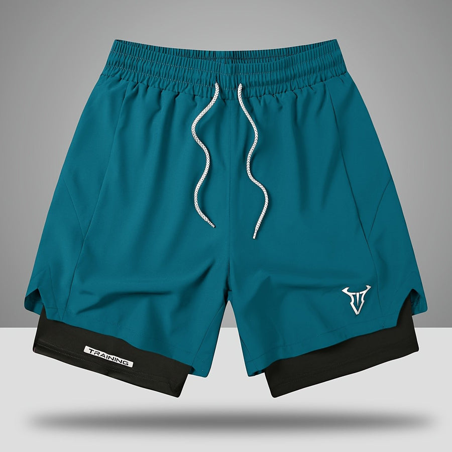 Herr Träningsshorts Sport Regular Fit med Fickor och Geometriskt Mönster
