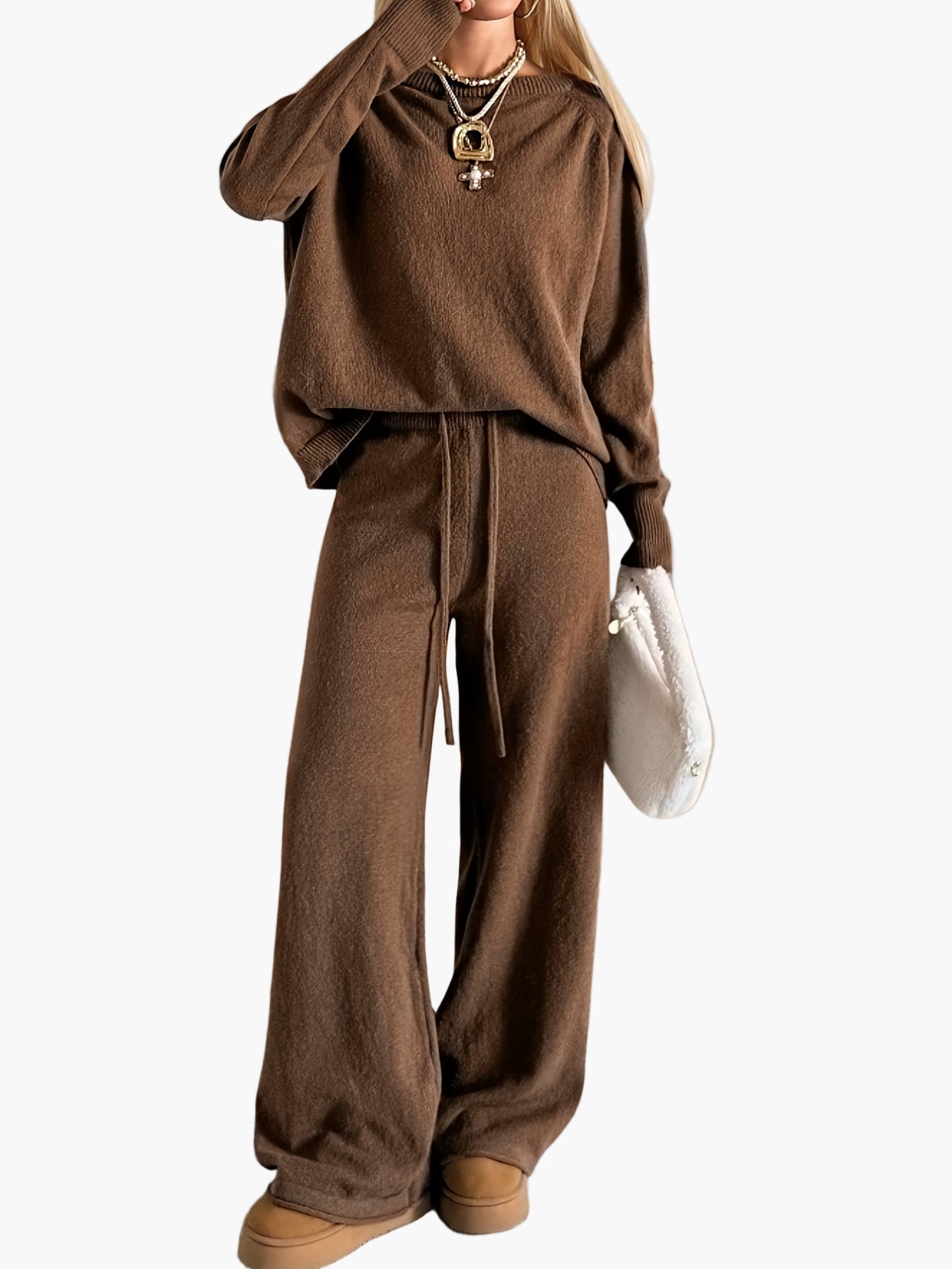 Damset Lounge Wear Stickad Avslappnad Höst/Vinter