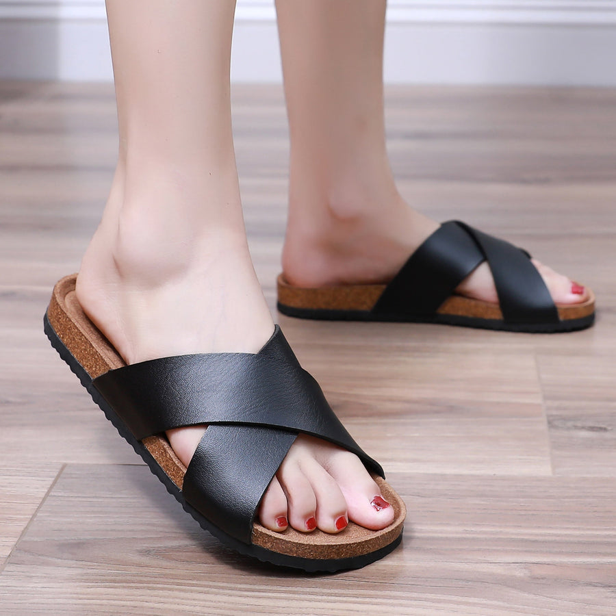 Dam Sandaler Slip-in med Korsad Rem Komfort Vardagsstil