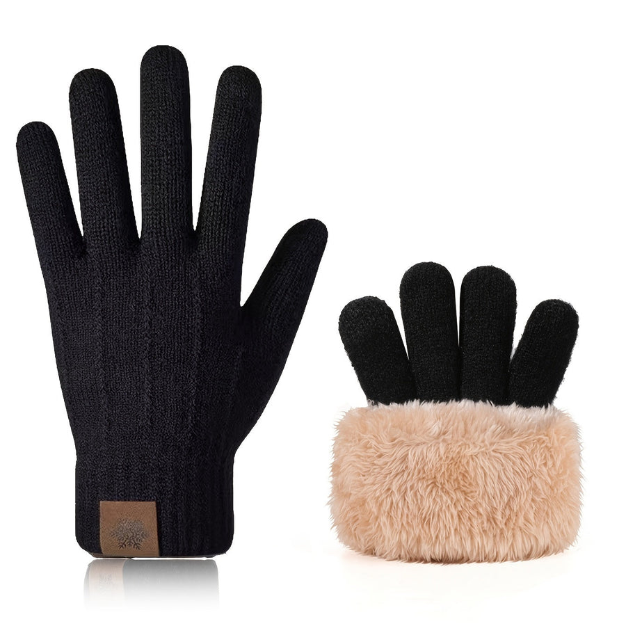 Stickade Vinterhandskar med Foder och Pekskärmsfunktion