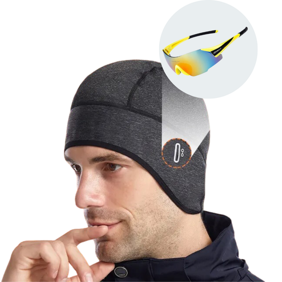 Träningsmössa med öronlappar och reflexdetalj
