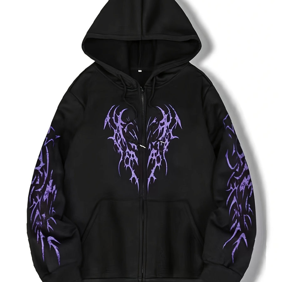 Unisex Hoodie med Dragkedja & Tribalmönster
