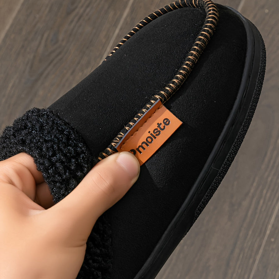 Unisex tofflor med mjukt foder, svart, ljusbrun, grå, i mockaimitation