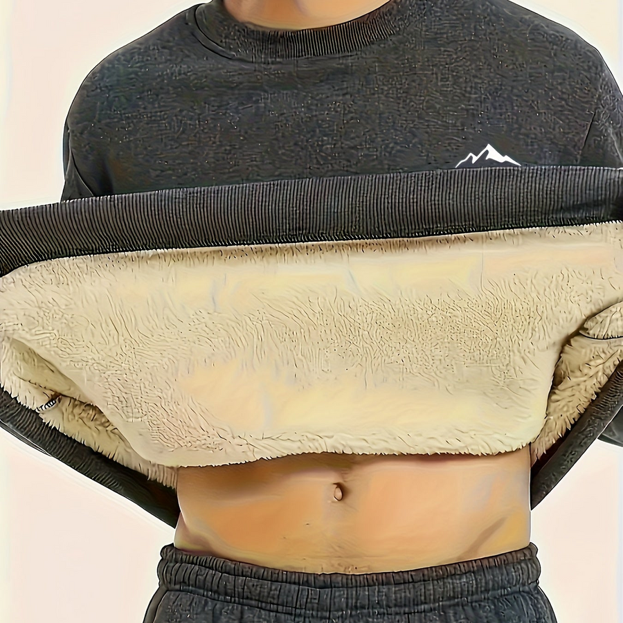 Unisex sweatshirt med borstat foder, bergslogga och rund hals