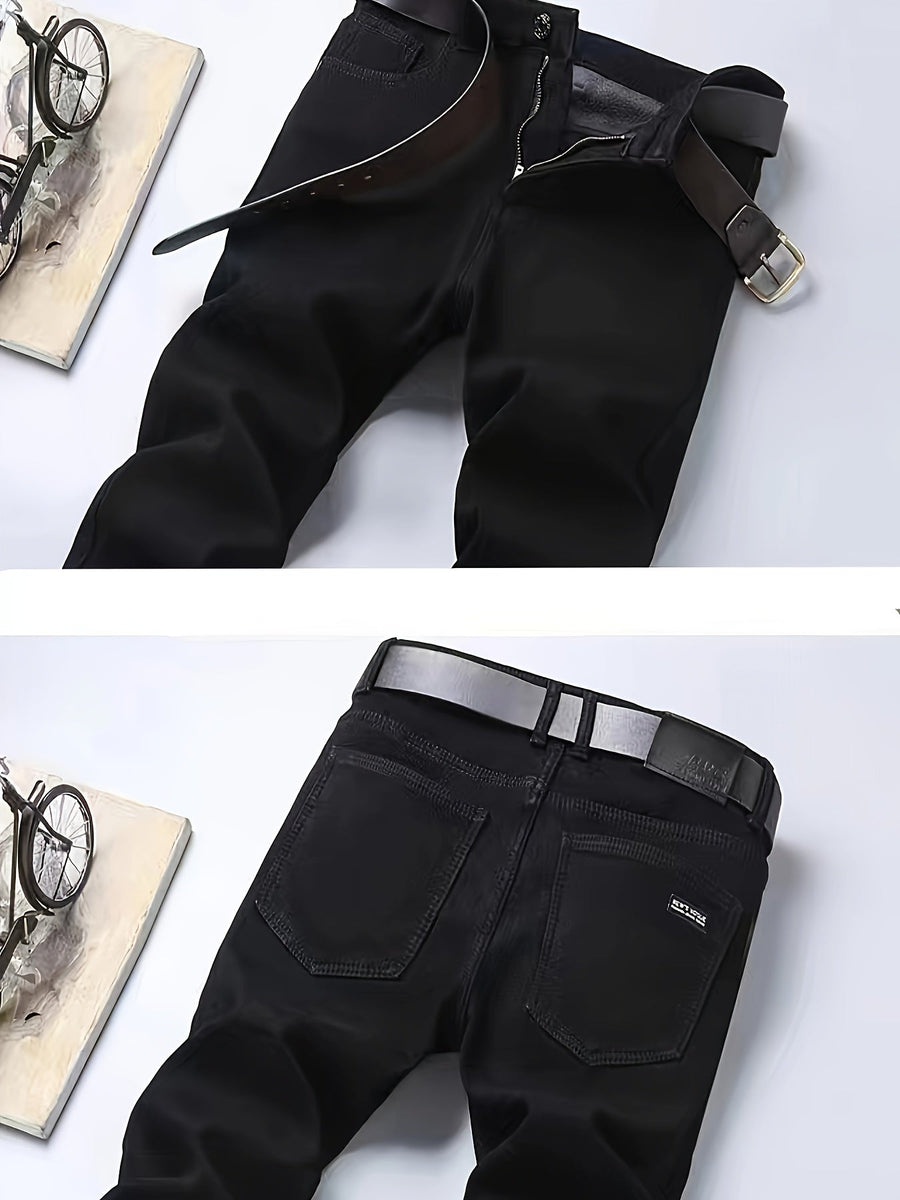 Svarta enfärgade byxor med bälte