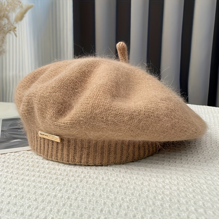 Basker dam stickad mjuk med ribbad kant i flera färger