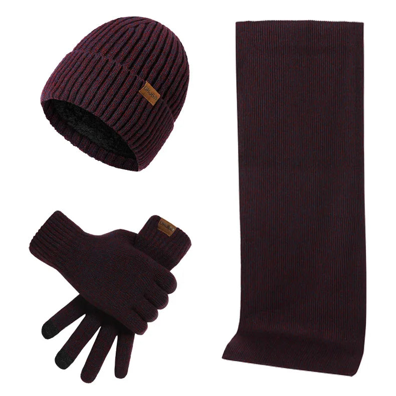 Vinterset Mössa Halsduk Handskar Stickad Värmande Herr