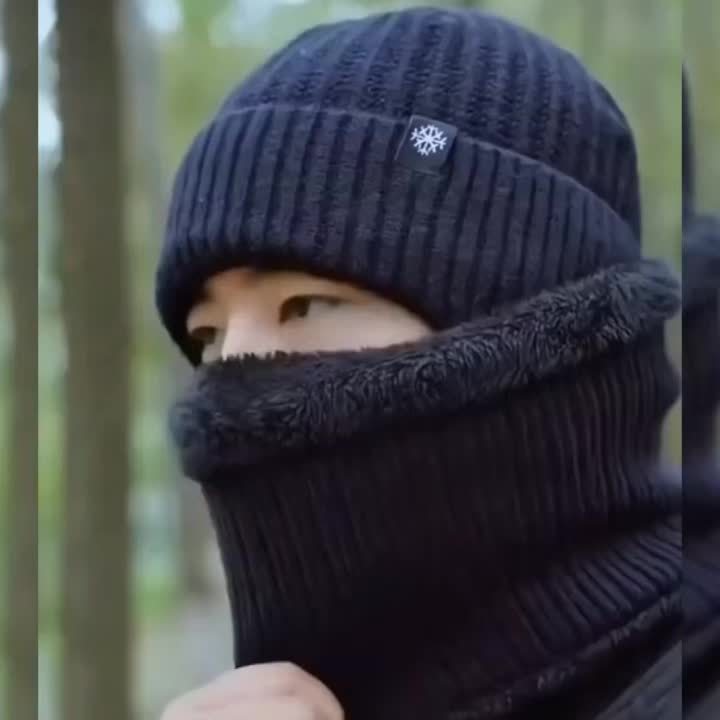Vinterset med Mössa Halsvärmare och Handskar Ribbstickat Fleecefodrat