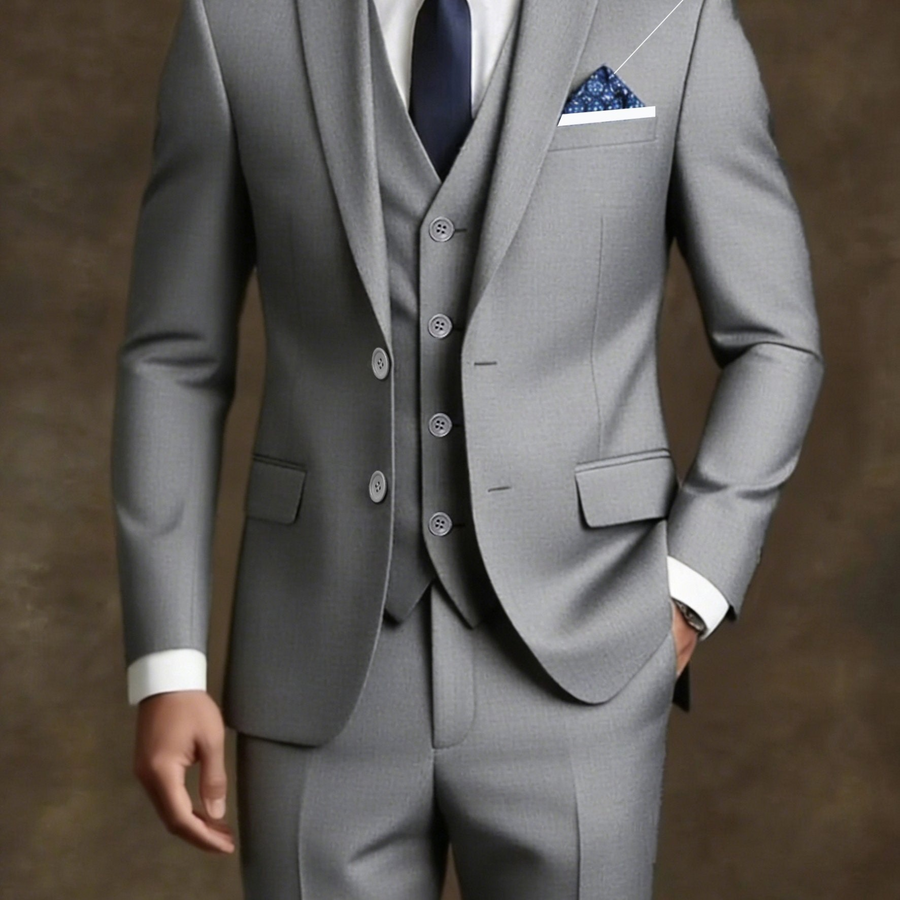 Men's 3-Piece Double-Breasted Slim Fit Suit