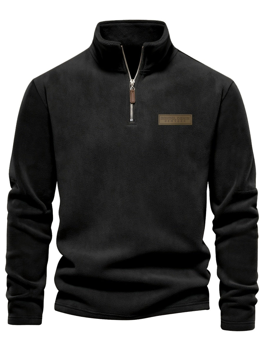 Men's Quarter-Zip Fleece Pullover with Logo Patch