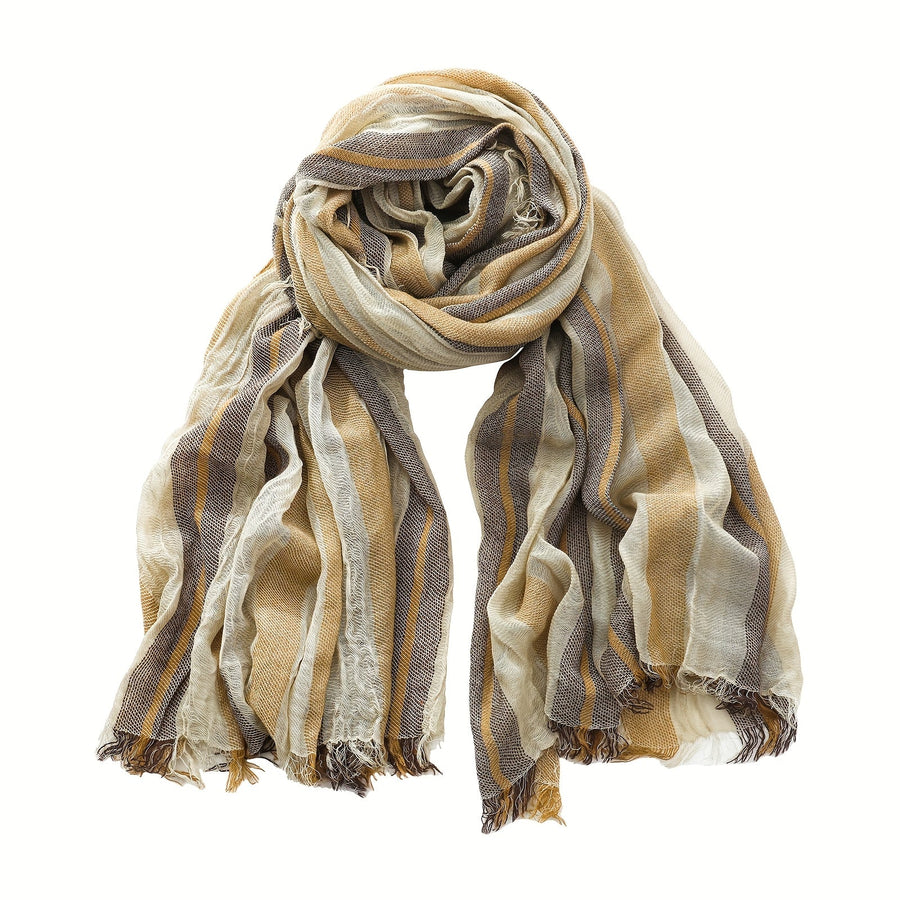 Randig scarf med fransar i mjukt material för unisex