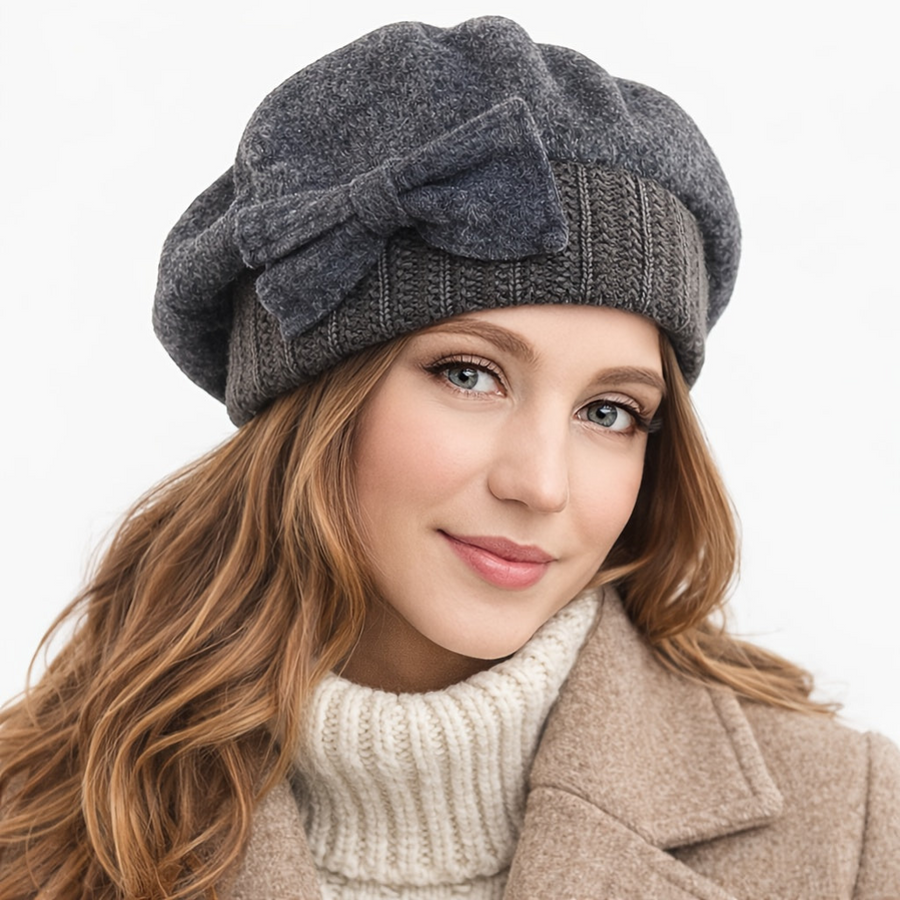 Women's Bow Accent Beret Hat