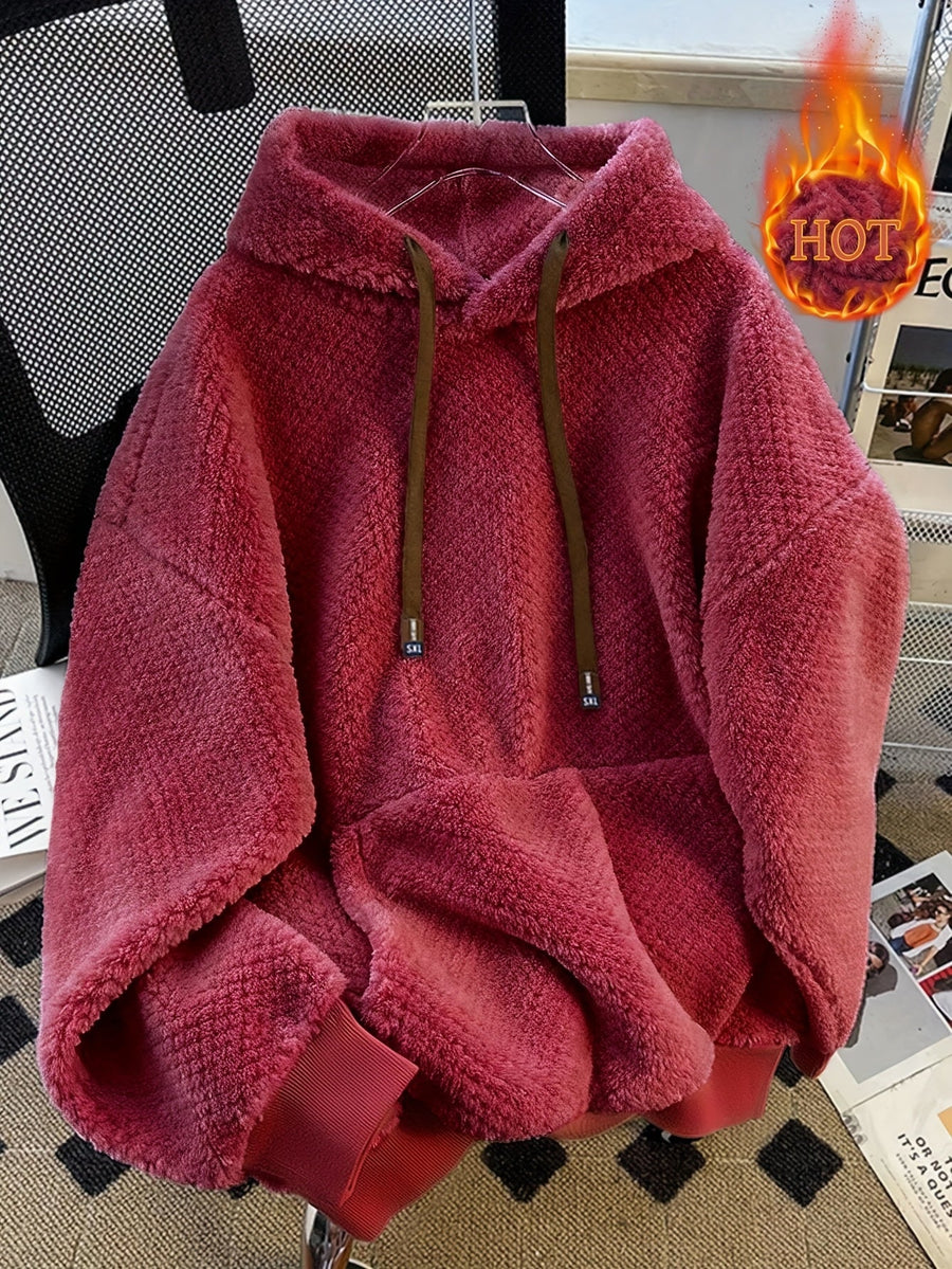 Fleece Hoodie med Huva och Känguruficka, Mjuk och Mysig
