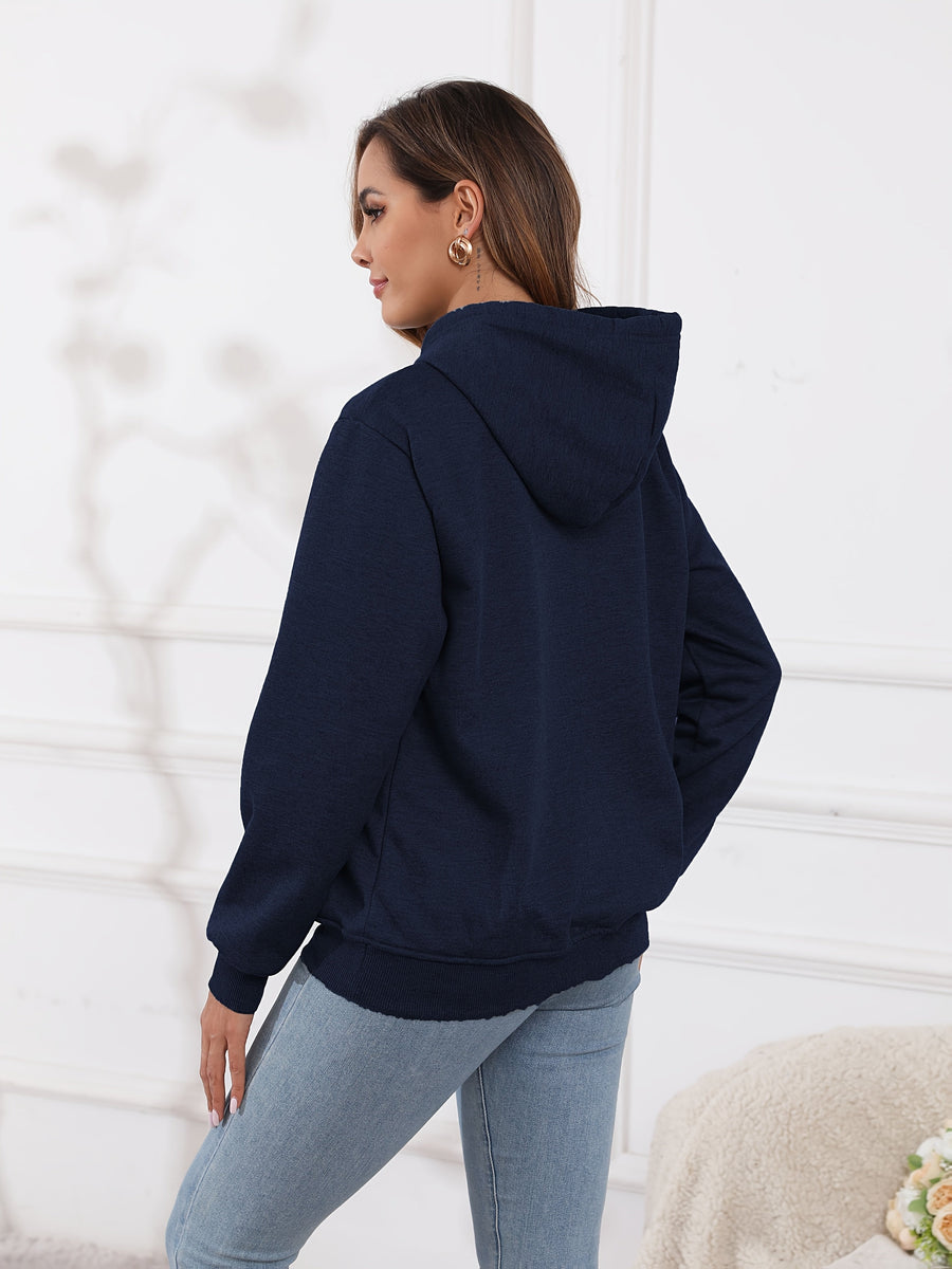 Fleecefodrad huvtröja med känguruficka och dragsko – Varm och mysig hoodie