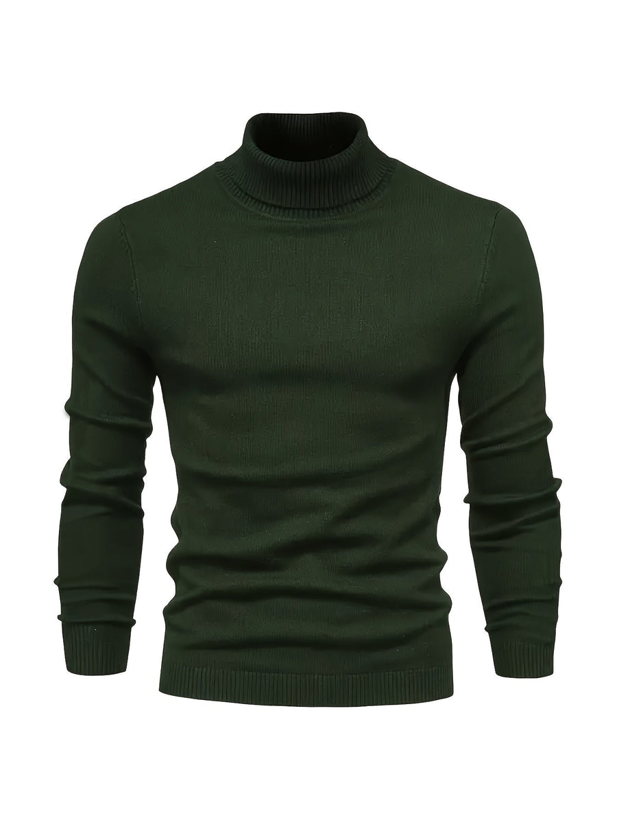 Men’s Classic Ribbed Turtleneck Pullover Sweater