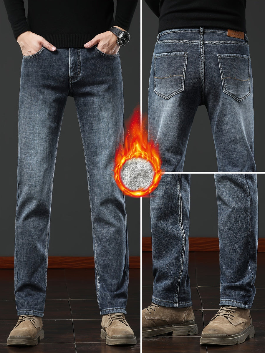 Jeans med foder för herr, blågrå eller mörkgrå