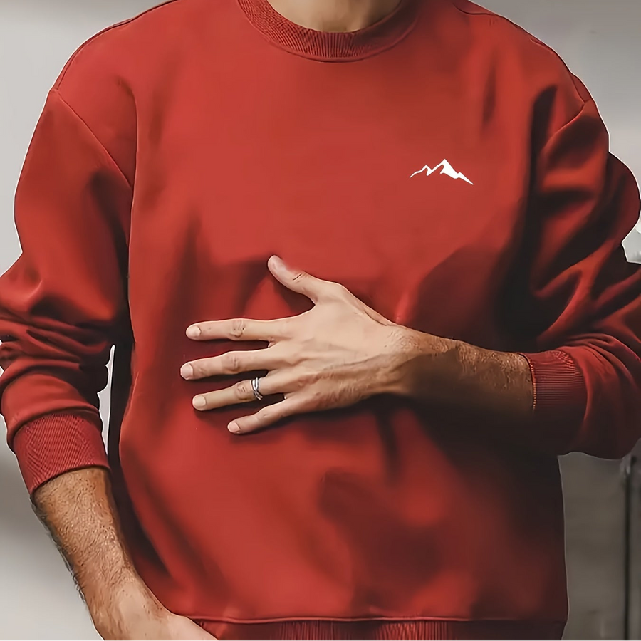 Unisex sweatshirt med borstat foder, bergslogga och rund hals