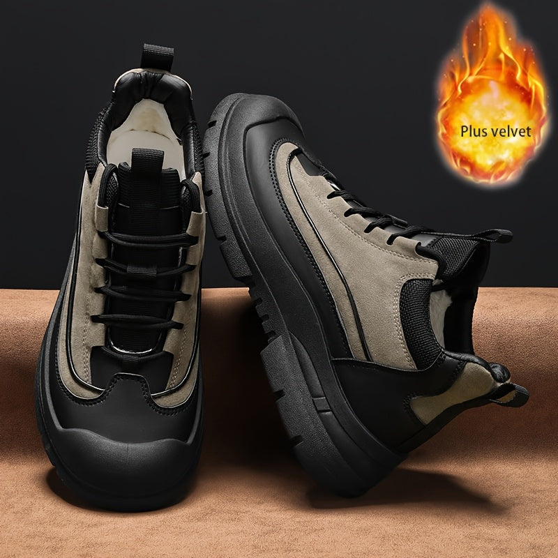 Herrsneakers i tvåfärgad design med tjock sula, snörning och förstärkt tåhätta