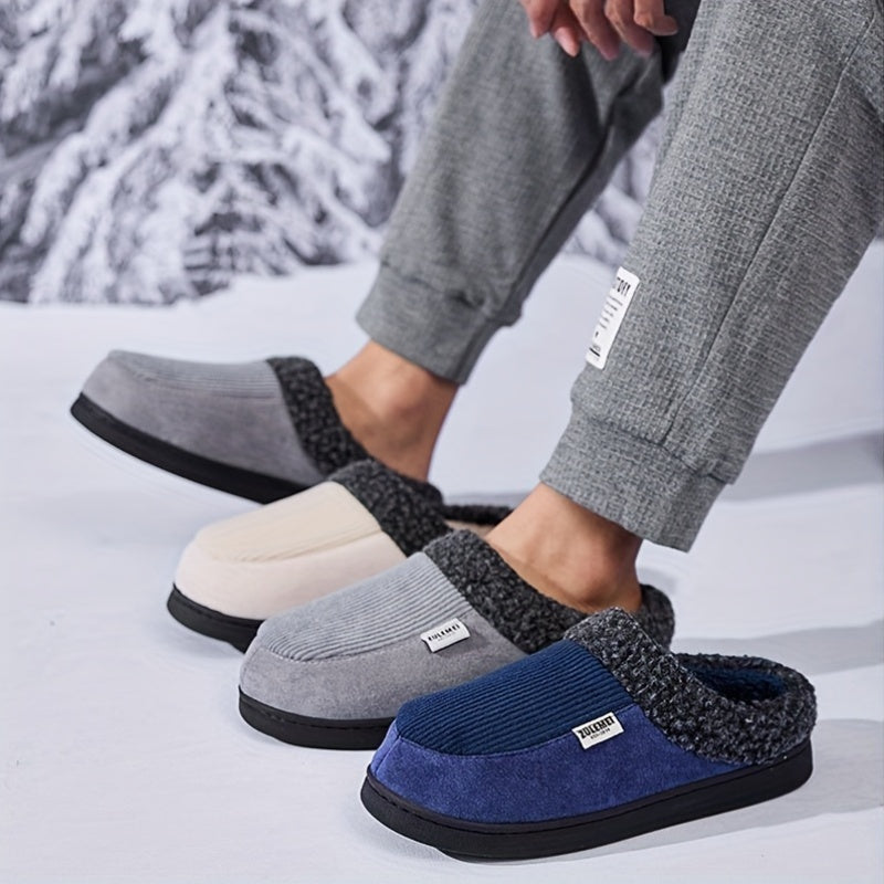 Mjuka tofflor med fuskpälsfoder och ribbad ovandel i textil