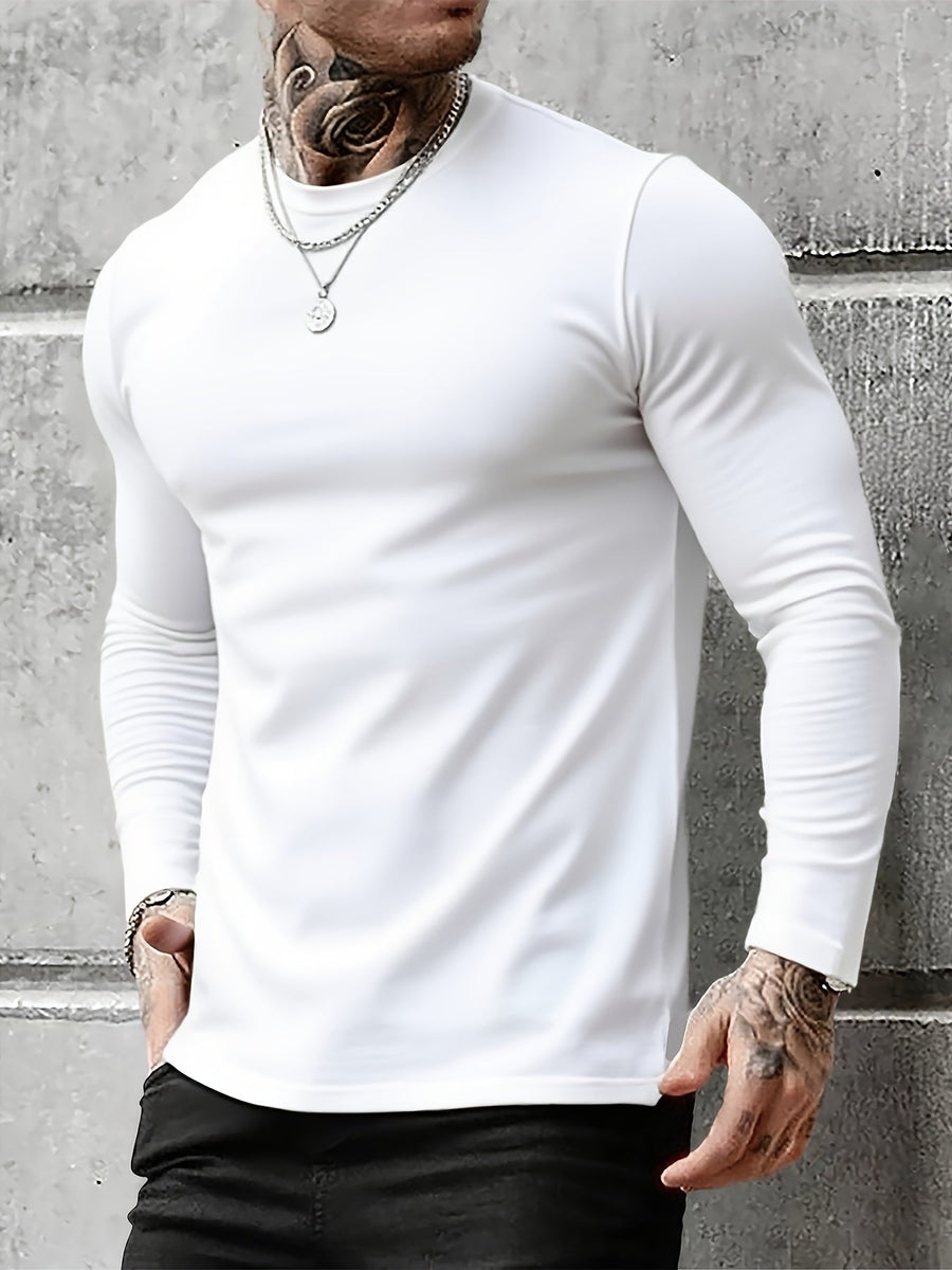 3-pack Herr Tröja Långärmad Rundhalsad Slim Fit Svart Vit Grå