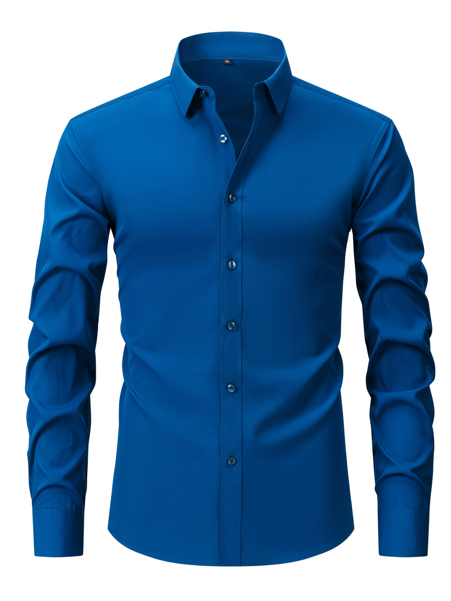 Herrskjorta Elegant Slim Fit Långärmad för Vardagsbruk och Fest