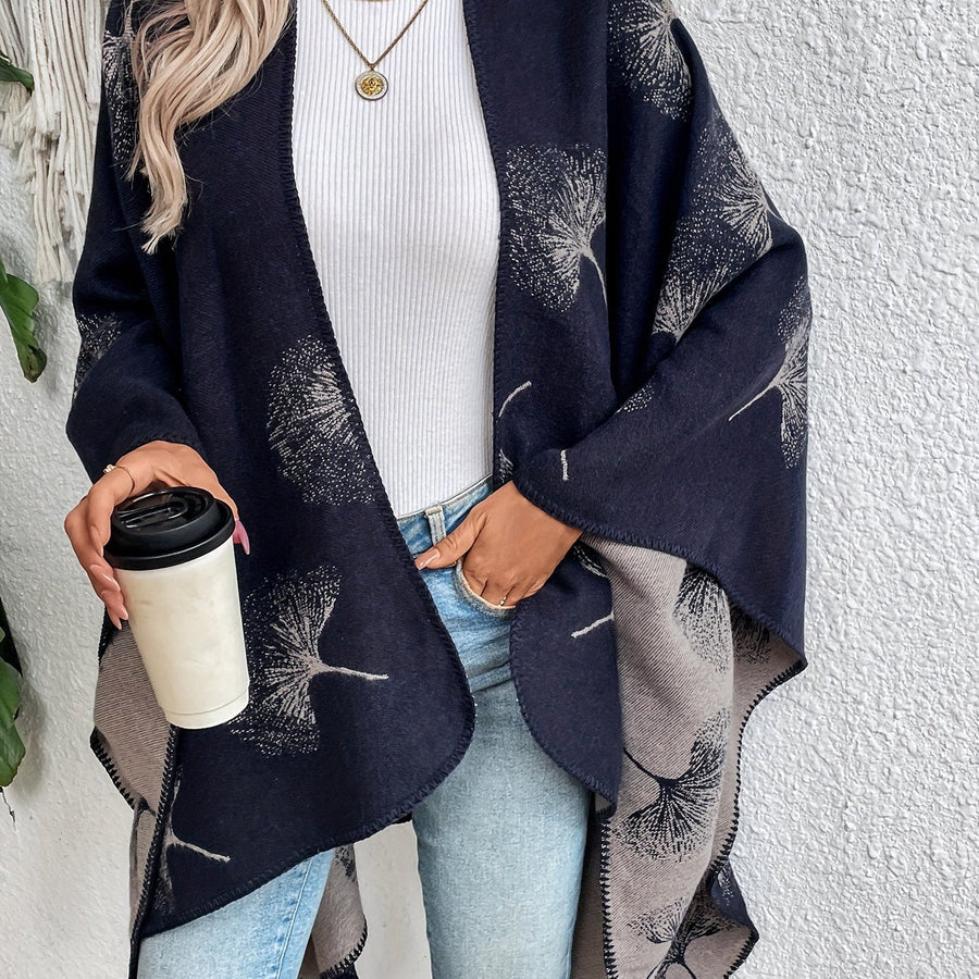 Women���s Geometric Open-Front Poncho Cape