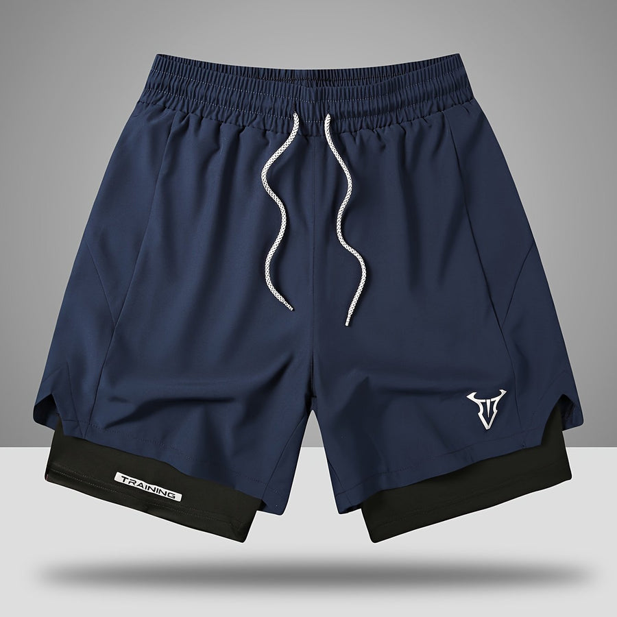Herr Träningsshorts Sport Regular Fit med Fickor och Geometriskt Mönster