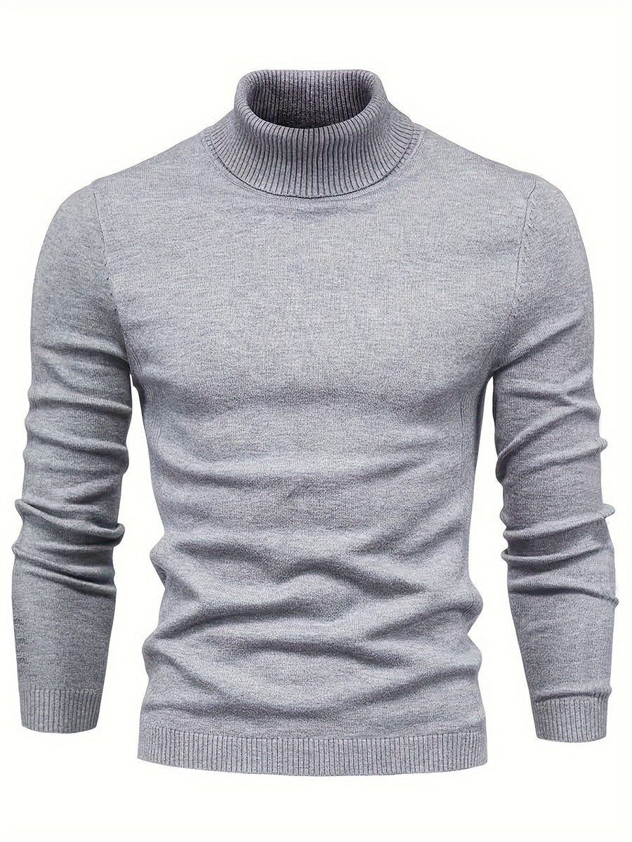 Men’s Classic Ribbed Turtleneck Pullover Sweater