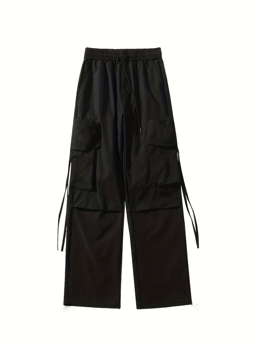 Vitt croppat hoodie-set med svarta cargobyxor