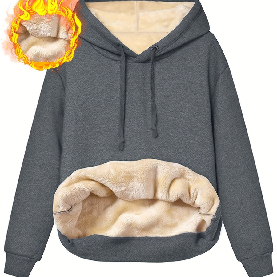 Fleecefodrad huvtröja med känguruficka och dragsko – Varm och mysig hoodie