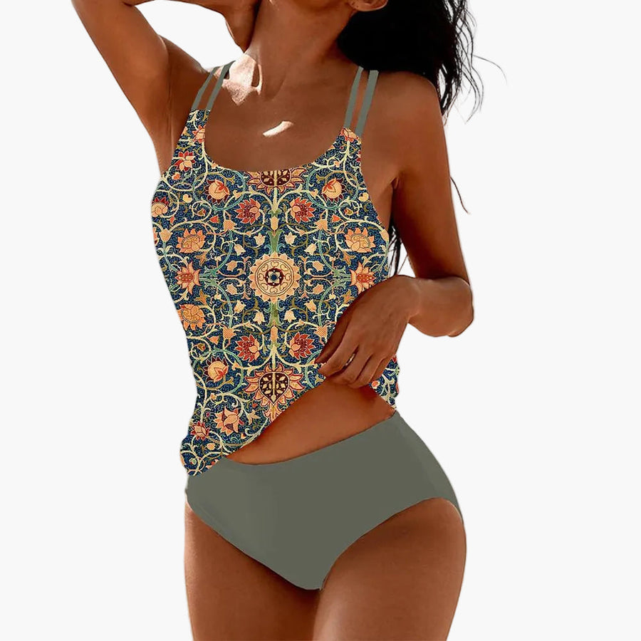 Dam Tankini Bikini Set – Bohemisk Stil för Strand och Pool