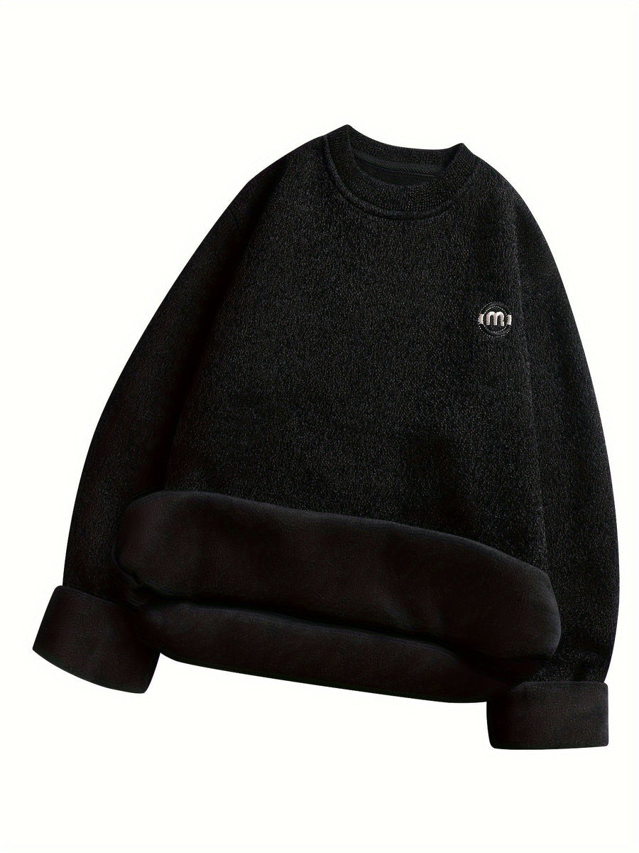 Mjuk Sweatshirt med Rund Hals och Fodrad Insida, Herr