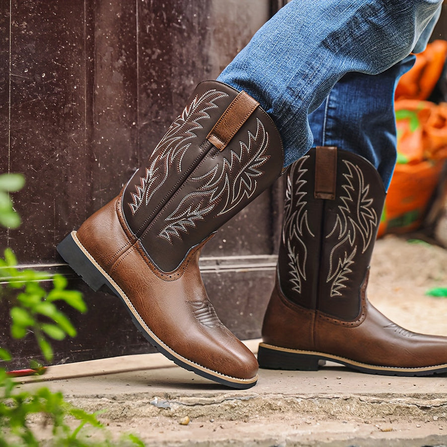 Klassiska herr cowboykängor med broderade detaljer