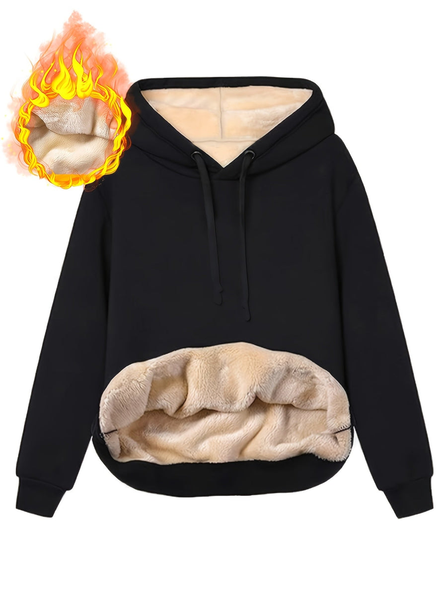 Fleecefodrad huvtröja med känguruficka och dragsko – Varm och mysig hoodie