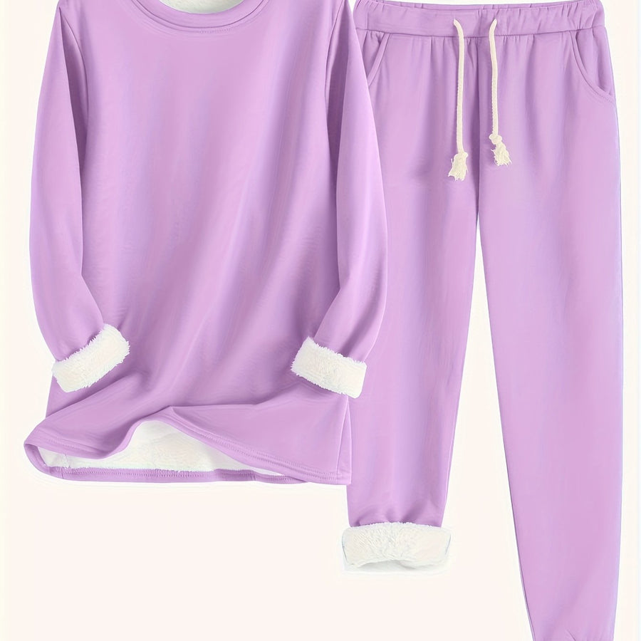 Women's Fleece-Lined Sweatshirt & Jogger Set