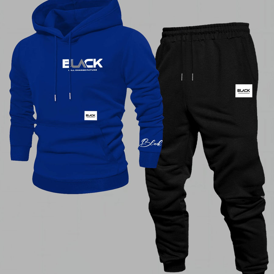 Unisex Mjukisset Hoodie & Byxor Svart med Logotyp