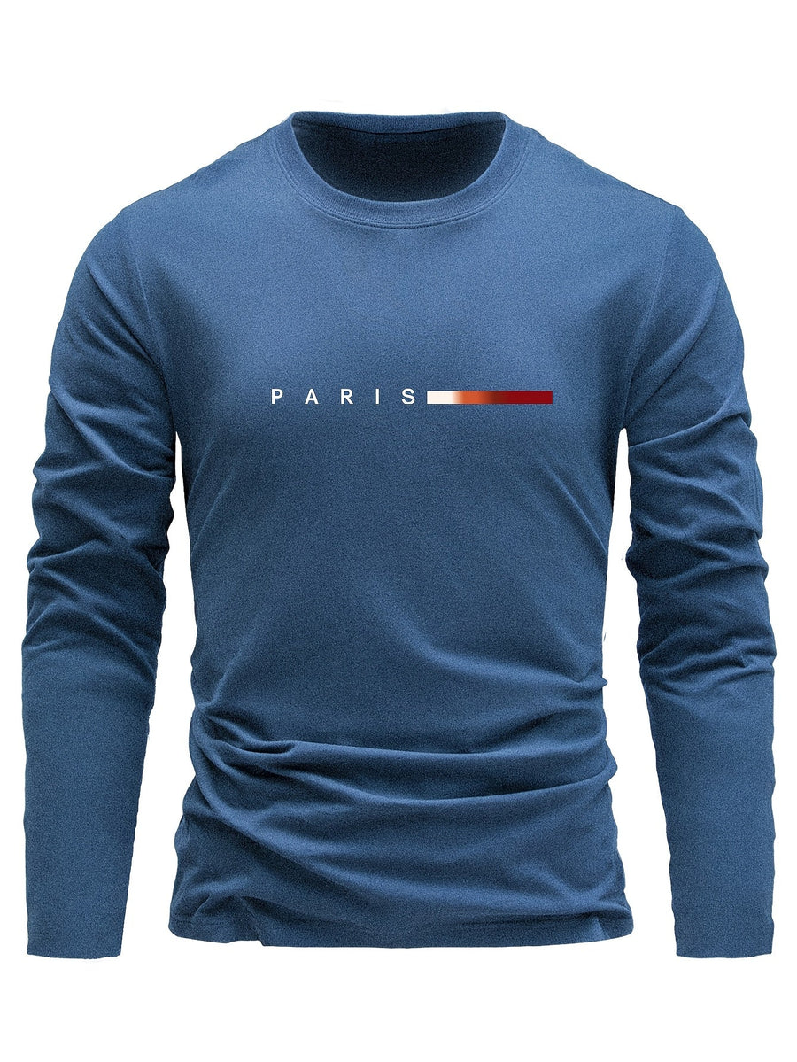 Set om 3 långärmade T-shirts med "PARIS" tryck - Grå, Vit och Svart