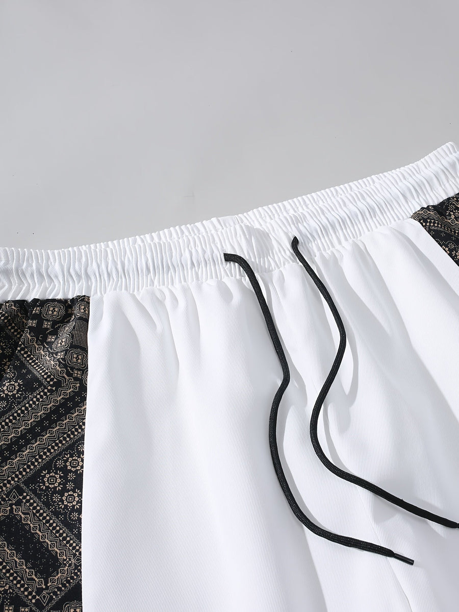 Herrshorts med grafiskt mönster och avslappnad streetwear-stil för vardagsbruk