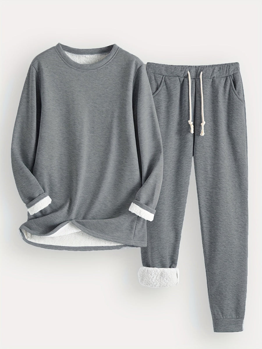 Women's Fleece-Lined Sweatshirt & Jogger Set