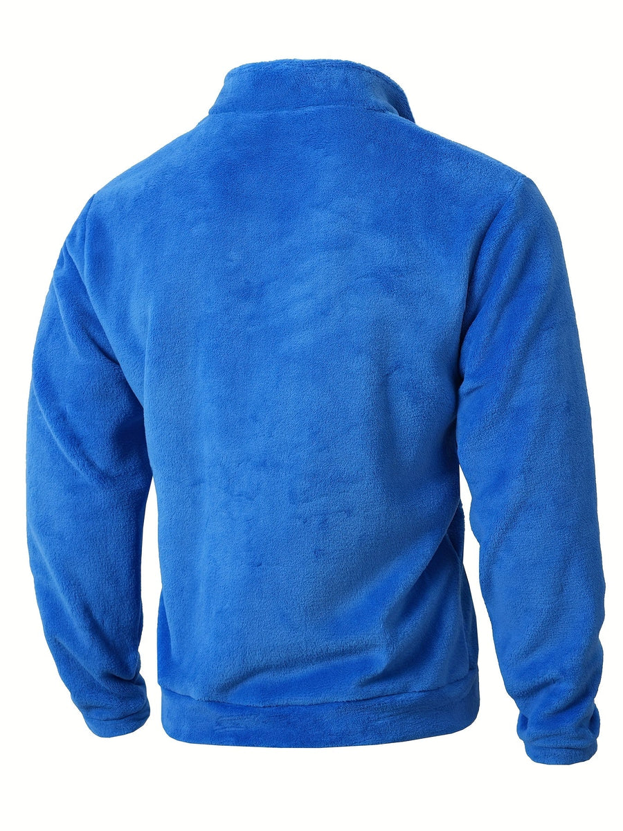 Grå Fleece Tröja med Halvdragkedja och Känguruficka