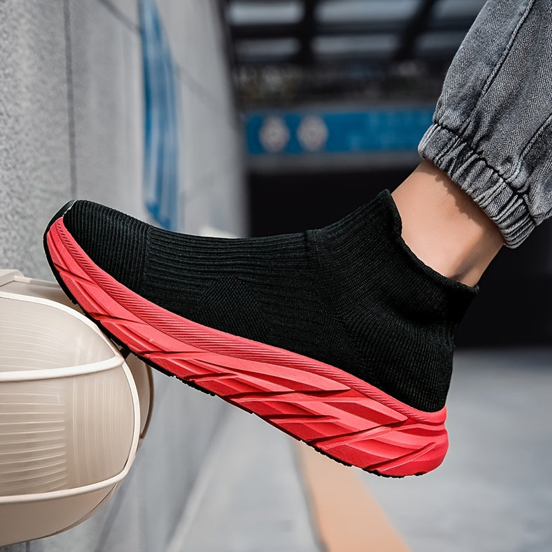 Strumpsneakers med stickad ovandel och tjock sula för komfort