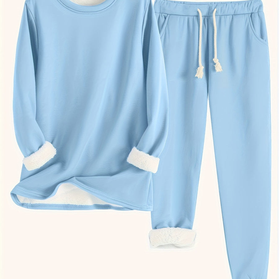 Women's Fleece-Lined Sweatshirt & Jogger Set