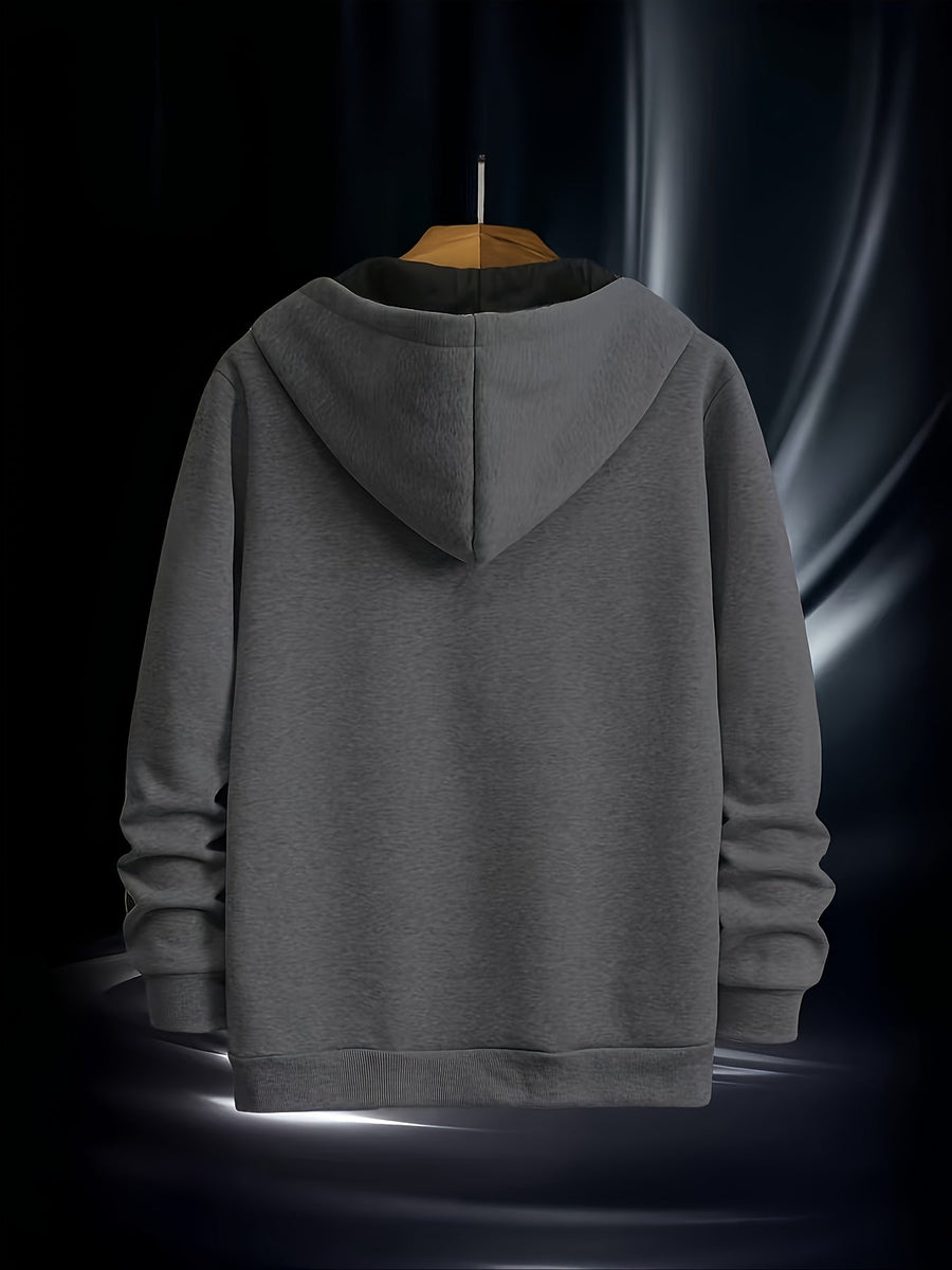 Unisex hoodie med asymmetrisk dragkedja och magficka