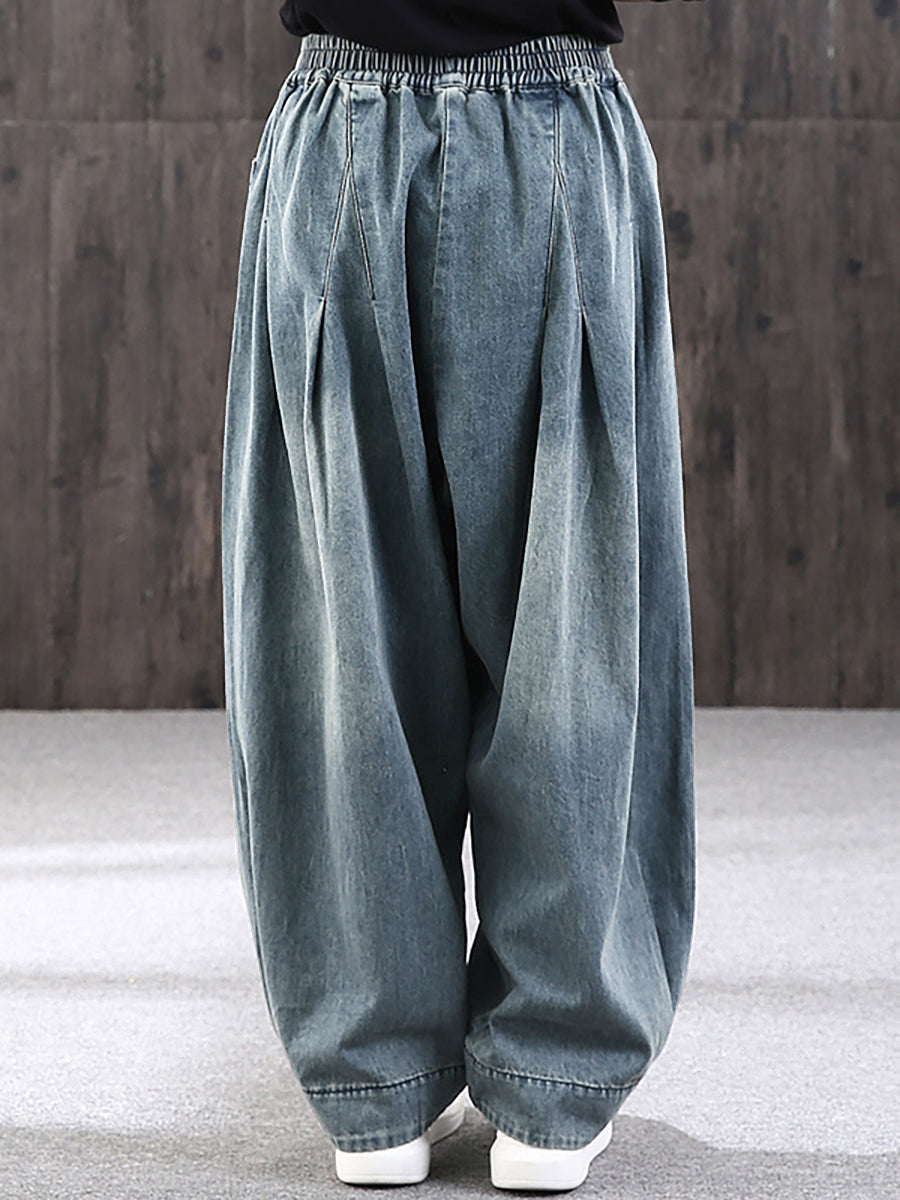 Dam Vida Baggy Jeans med Elastisk Midja