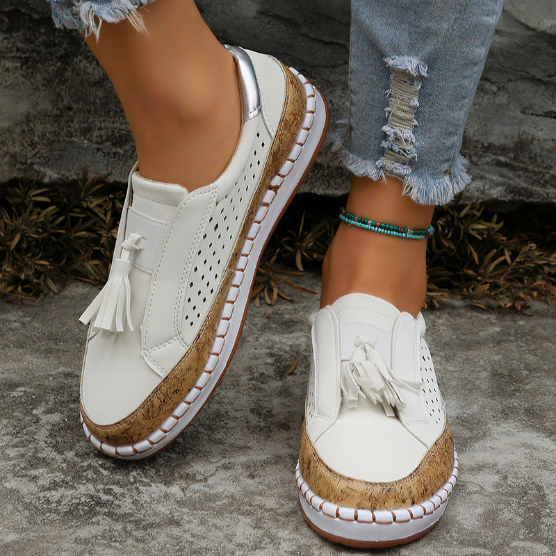 Dam Sneakers Casual Tofsar Låg Klack Bekväma Vardagsskor